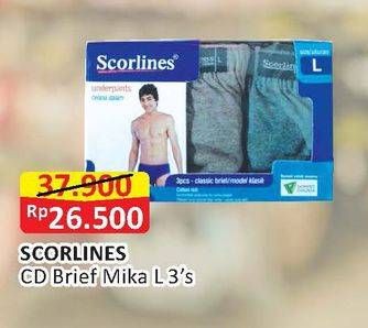 Promo Harga SCORLINES Men's Underwear L 3 pcs - Alfamart
