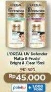 Promo Harga LOREAL UV Defender Matte Fresh, Bright Clear 15 ml - Indomaret