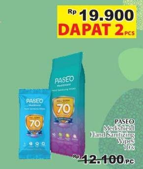 Promo Harga PASEO MediShield Hand Sanitizing Wipes per 2 bungkus 10 sheet - Giant