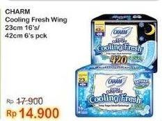 Promo Harga Charm Extra Comfort Cooling Fresh Wing 42cm, Wing 23cm 6 pcs - Indomaret