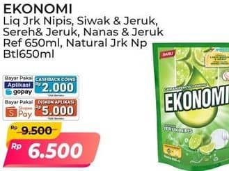 Promo Harga Ekonomi Pencuci Piring Power Liquid Jeruk Nipis, Siwak Jeruk Limau, Sereh Jeruk Nipis, Nanas Jeruk Nipis 650 ml - Alfamart