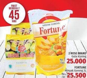 Promo Harga 2 Rose Brand Gula Kuning + Fortune Minyak Goreng  - LotteMart