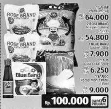 Promo Harga Lahap Beras + 2 Rose Brand Minyak Goreng + Blue Band Margarine + SUS Gula Lokal + Bango Kecap Manis  - LotteMart