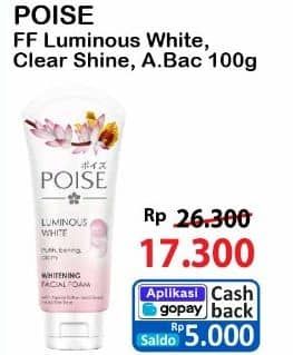 Promo Harga Poise Facial Foam Anti Bacterial, Luminous White, Clear Shine 100 gr - Alfamart