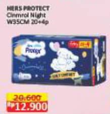 Promo Harga Hers Protex Comfort Night Wing 35cm 24 pcs - Alfamart