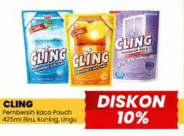 Promo Harga Cling Pembersih Kaca Ocean Fresh, Lemon Fresh, Apple Fresh 425 ml - Yogya