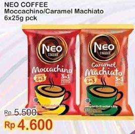 Promo Harga Neo Coffee 3 in 1 Instant Coffee Caramel Machiato, Moccachino per 6 sachet 25 gr - Indomaret