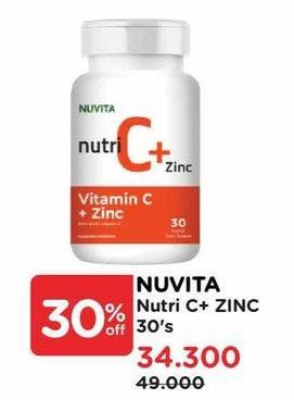 Promo Harga Nuvita Nutri C + Zinc 30 pcs - Watsons