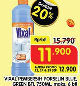 Promo Harga Vixal Pembersih Porselen Blue Extra Kuat, Green Kuat Harum 750 ml - Superindo