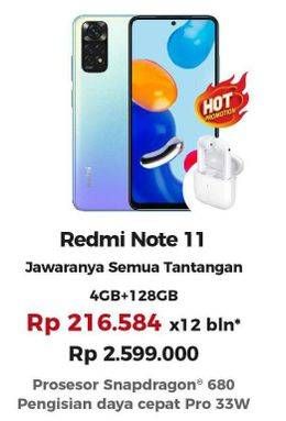 Promo Harga Xiaomi Redmi Note 11 4GB + 128GB  - Erafone