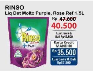 Promo Harga RINSO Liquid Detergent + Molto Purple Perfume Essence, + Molto Pink Rose Fresh 1500 ml - Alfamart