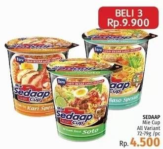 Promo Harga SEDAAP Mie Cup All Variants per 3 pcs 72 gr - LotteMart