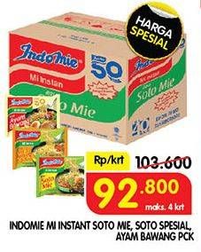 Promo Harga INDOMIE Mi Kuah Soto Mie, Soto Spesial, Ayam Bawang per 40 pcs 75 gr - Superindo