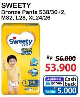 Promo Harga Sweety Bronze Pants Dry X-Pert XL26, XL24, S36+2, M32, L28 24 pcs - Alfamart