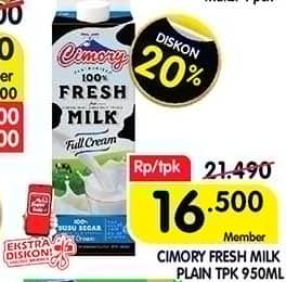 Promo Harga Cimory Fresh Milk Full Cream 950 ml - Superindo