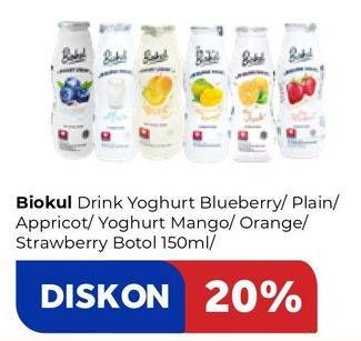 Promo Harga BIOKUL Minuman Yogurt Blueberry, Plain, Apricot, Mango, Orange, Strawberry 150 ml - Carrefour