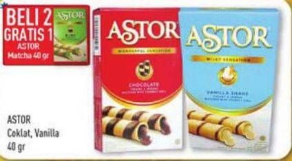 Promo Harga ASTOR Wafer Roll Chocolate, Vanilla 40 gr - Hypermart