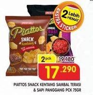 Promo Harga PIATTOS Snack Kentang Sambal Terasi, Sapi Panggang per 2 pcs 75 gr - Superindo
