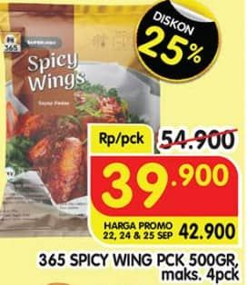 Promo Harga 365 Spicy Wing 500 gr - Superindo