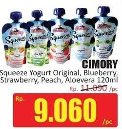 Promo Harga CIMORY Squeeze Yogurt Original, Blueberry, Strawberry, Peach, Aloe Vera 120 gr - Hari Hari