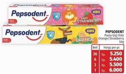 Promo Harga PEPSODENT Pasta Gigi Kids Orange, Strawberry 50 gr - Lotte Grosir