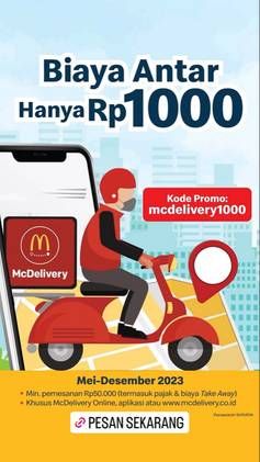 Promo Harga Biaya antar hanya Rp1000  - McD