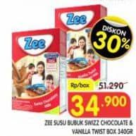 Promo Harga ZEE Susu Bubuk Swizz Chocolate, Vanilla Twist 350 gr - Superindo