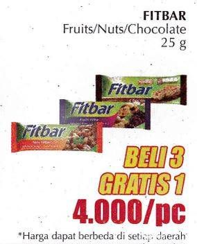 Promo Harga FITBAR Makanan Ringan Sehat Fruit, Nuts, Choco 25 gr - Giant
