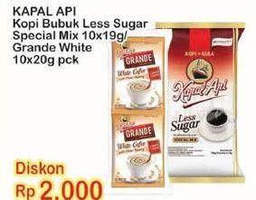 Promo Harga Kopi Bubuk Less Sugar Special Mix, Grande White 10 sachet  - Indomaret