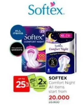 Promo Harga Softex Comfort Night All Variants 8 pcs - Watsons
