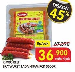 Promo Harga KIMBO Bratwurst Original, Lada Hitam 500 gr - Superindo