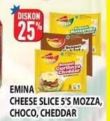 Promo Harga EMINA Cheese Slice Mozza, Choco, Cedda 5 pcs - Hypermart