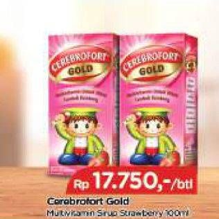Promo Harga CEREBROFORT Gold Suplemen Makanan Strawberry 100 ml - TIP TOP