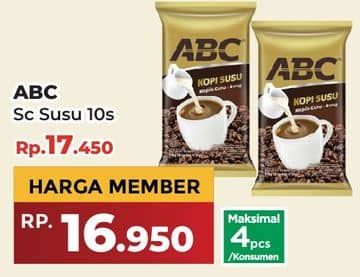 Promo Harga ABC Kopi Susu per 10 sachet 30 gr - Yogya