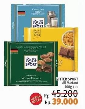 Promo Harga RITTER SPORT Almond Chocolate All Variants 100 gr - LotteMart
