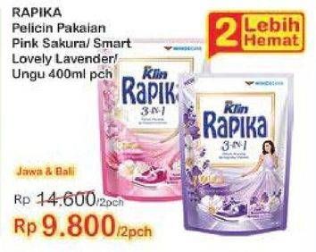 Promo Harga SO KLIN Rapika Pelicin Pakaian Biang Sweet Pink, Lavender Splash 400 ml - Indomaret