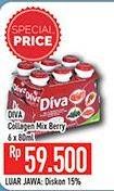 Promo Harga DIVA Minuman Collagen High Vit. E Mix Berries 80 Ml 6 pcs - Hypermart