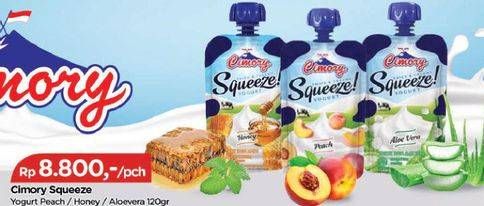 Promo Harga CIMORY Squeeze Yogurt Aloe Vera, Honey, Peach 120 gr - TIP TOP