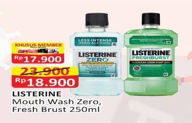 Promo Harga LISTERINE Mouthwash Antiseptic Zero, Fresh Burst 250 ml - Alfamart