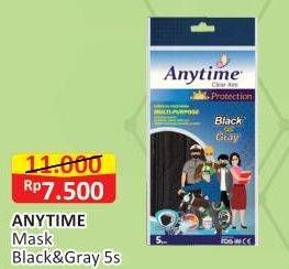 Promo Harga ANYTIME Mask Black Grey 5 pcs - Alfamart