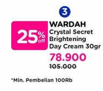 Promo Harga Wardah Crystal Secret Day Cream 30 gr - Watsons