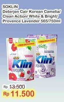 Promo Harga So Klin Liquid Detergent Korean Camelia, Power Clean Action White Bright, Power Clean Action, Provence Lavender 565 ml - Indomaret
