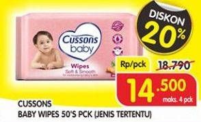 Promo Harga CUSSONS BABY Wipes Selected Items 50 pcs - Superindo