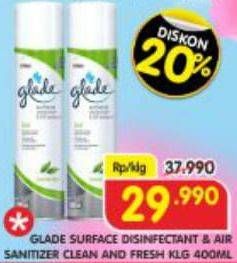 Promo Harga GLADE Surface Disinfectant & Air Sanitizer 400 ml - Superindo