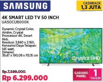 Promo Harga Samsung LED TV 50" UA50CU8000K UHD Smart  - COURTS