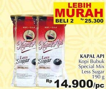 Promo Harga Kapal Api Kopi Bubuk Special Mix Less Sugar per 2 pouch 190 gr - Giant