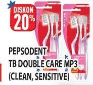 Promo Harga PEPSODENT Sikat Gigi Double Care Clean Medium, Sensitive Soft 3 pcs - Hypermart