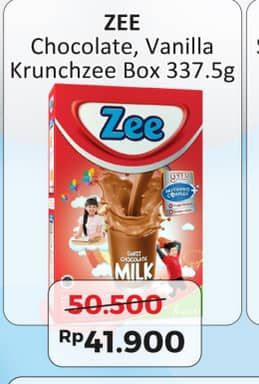 Promo Harga ZEE Susu Bubuk Krunchzee Swizz Chocolate, Vanilla Twist 337 gr - Alfamart