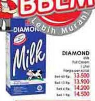 Promo Harga DIAMOND Milk UHT Full Cream 1000 ml - LotteMart