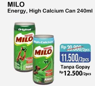 Promo Harga MILO Susu UHT Calcium, Original per 2 kaleng 240 ml - Alfamart